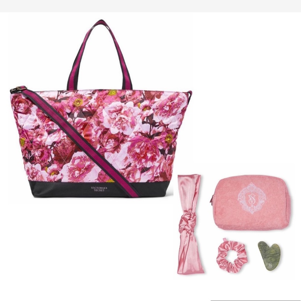 Victoria secret floral tote and self care spa set